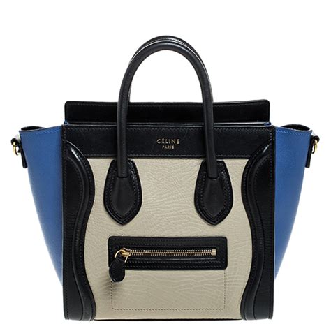 celine nano blue tricolor|Celine nano luggage lizard.